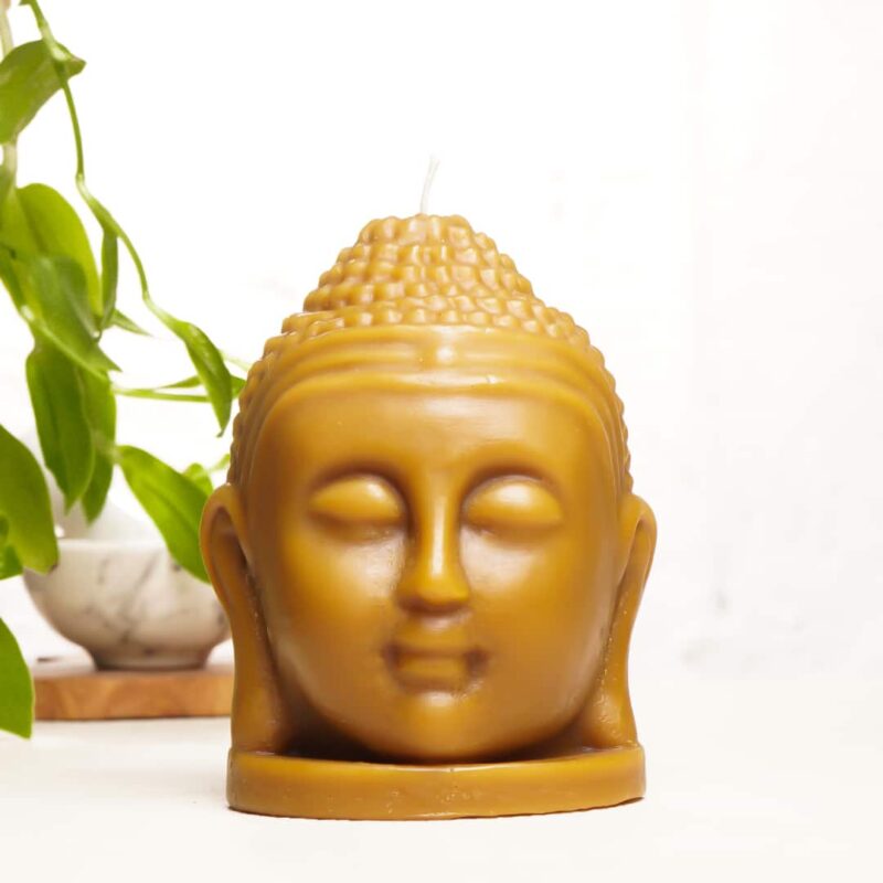 Buddha Kafası Temalı Natural Balmumu Mum
