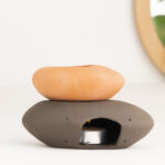 Çakıl Taşı Temalı El Yapımı Kahve Seramik Buhurdanlık